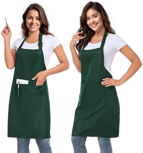 2 Pack adjustable apron with 2 pockets for men and women, waterproof
