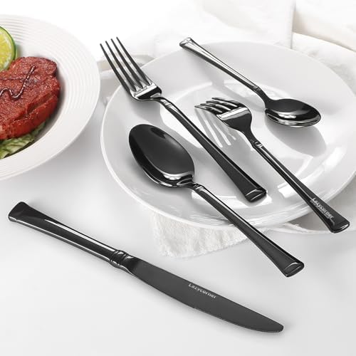 20-Piece Black Silverware Set,Service for 4,18/10 stainless steel