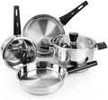 Meythway Stainless Steel Pots and Pans Set Non Toxic, 6PCs Kitchen Cookware Sets with Stay-Cool Handles, Dishwasher Safe&Compatible with All Stovetops(Gas,Electric&Induction)