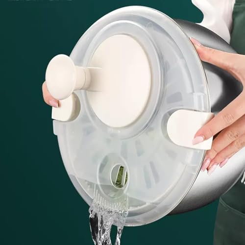 6L Salad Spinner, Stainless Steel Large Vegetable Washer, PP Lid, for