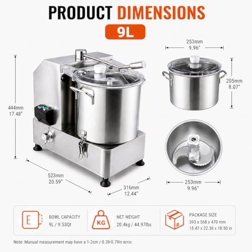 Hakka Commercial Food Processor, 1800W, 9L Capacity