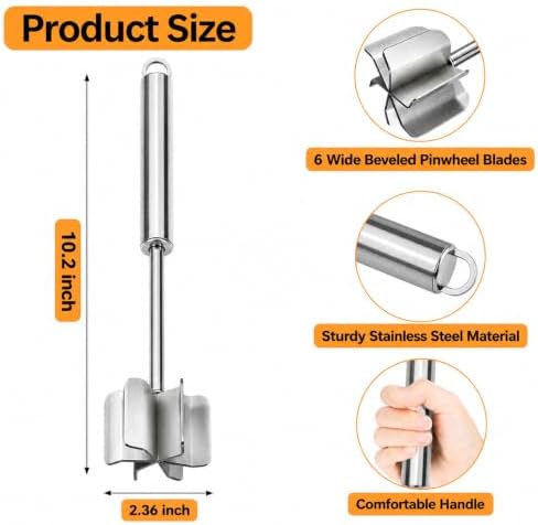 304 Stainless Steel Meat Masher 10.2 inch 6 Blade ground beef masher