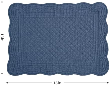 HOMBYS Quilted Placemats Set of 6 Washable-13x18 inches Rectangular