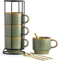 LYEOBOH Coffee Mug, Coffee Mugs Set of 4, Stackable Coffee Mugs with