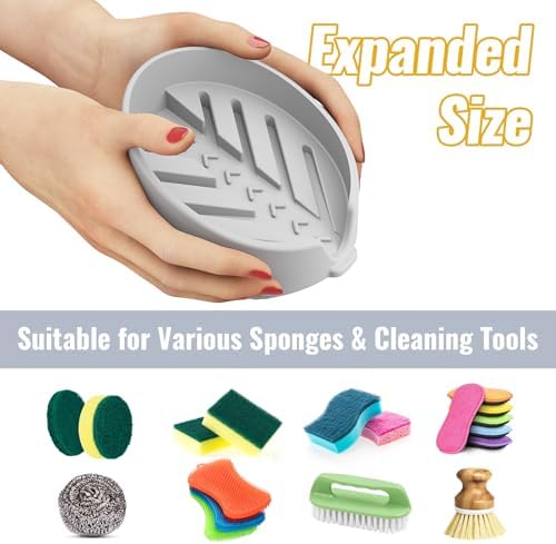 NiHome Silicone Sponge Holder for Kitchen Sink, Fits Scrub Daddy Mommy