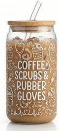 Funny Nurse Gifts for Women, 16oz Glass Tumbler with Bamboo Lid for RN