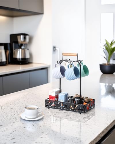 Coffee Mug Holder for Countertop, Mug Tree & Mug Rack with Storage