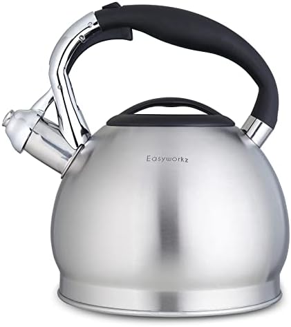 Easyworkz Stainless Steel Whistling Tea Kettle, 2.4 Quart