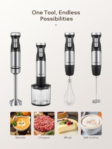Reemix Immersion Blender Handheld, 5-in-1 Electric Hand Blender Set