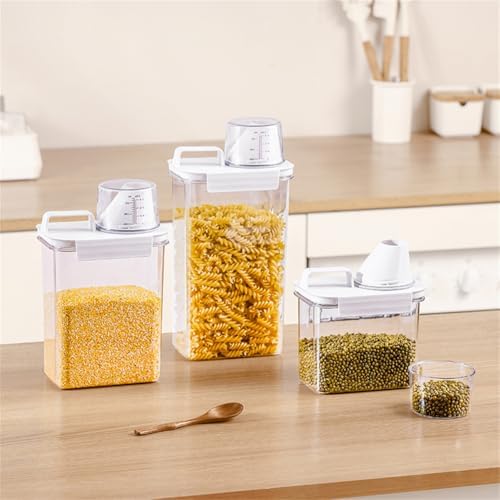 2Pcs Rice Dispenser Storage Containers, 1.1L Small Rice Bucket with