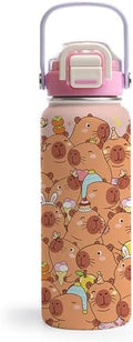 Capybara 18oz Insulated Water Bottle, 2-in-1 Lid, Gift for Girls