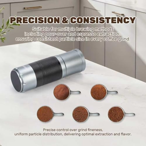 Electric Coffee Grinder, 7-Speed, Portable