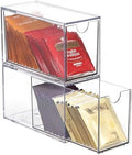 ELLDOO 2 Drawers Tea Bag Organizer, Clear Acrylic Stackable Tea Bag
