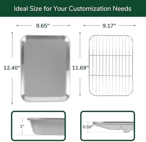 18/0 Stainless Steel Baking Sheet with Cooling Rack, Oven-Safe