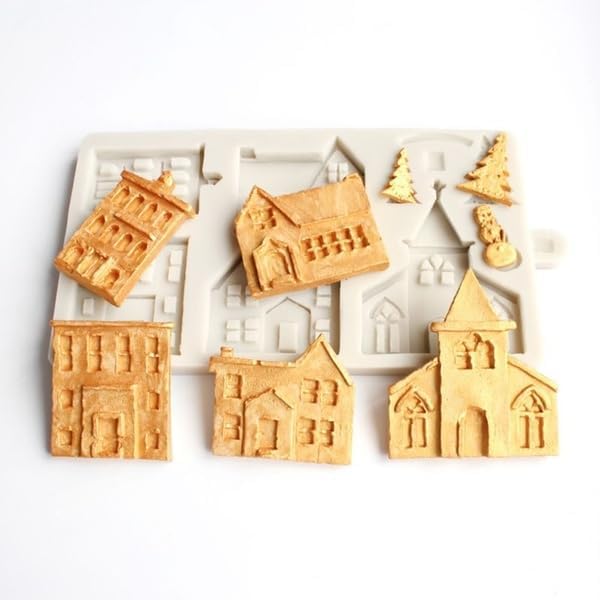 3D Xmas Christmas Tree House Silicone Mold For Fondant Cake Decor