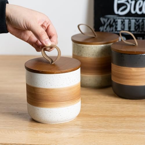 Miamolo Ceramic Jar with Lid, Coffee Canister for Kitchen Countertop
