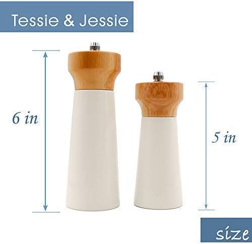 Salt and Pepper Grinders White Salt Shaker Wooden Pepper Salt Grinder Set - Image 2