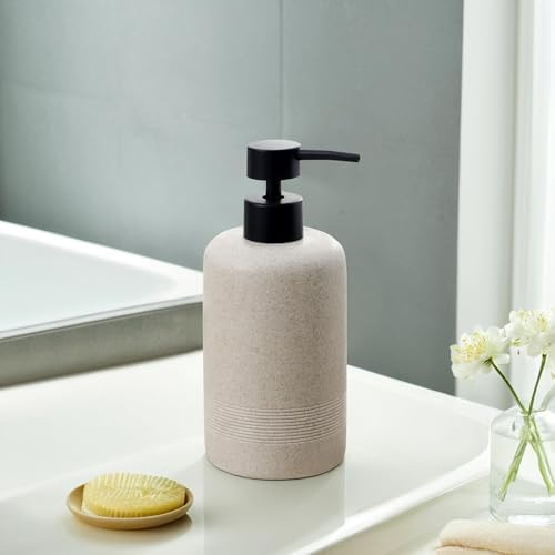 Soap Dispensers,13.53 OZ, 2 PCS,Sandstone Look Beige Empty Bottles