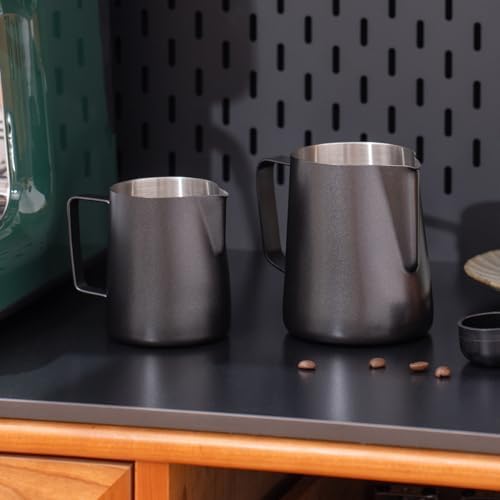 2 Pack Matte Black Milk Frothing Pitcher, 12oz/350ml & 20oz/600ml