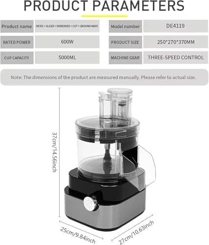600W Multifunctional Food Processor, 5L Capacity