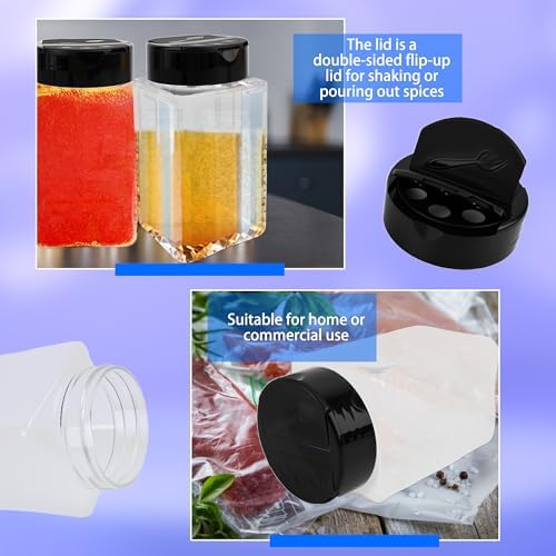 30 Pack 9 oz Plastic Spice Jars with Shaker/Pourer Lids Clear Empty