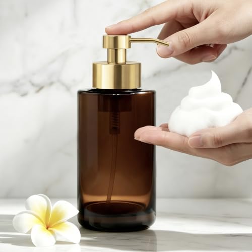 Bathroom Countertop Foaming Soap Dispenser Glass with Stainless Steel