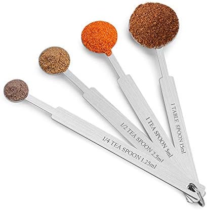 7 Inches Long Handle Measuring Spoons Set, Premium Stainless Steel