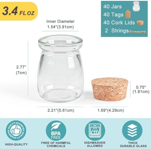 Ritayedet 3.4 Oz Small Glass Jars with Lids, 40 Pack