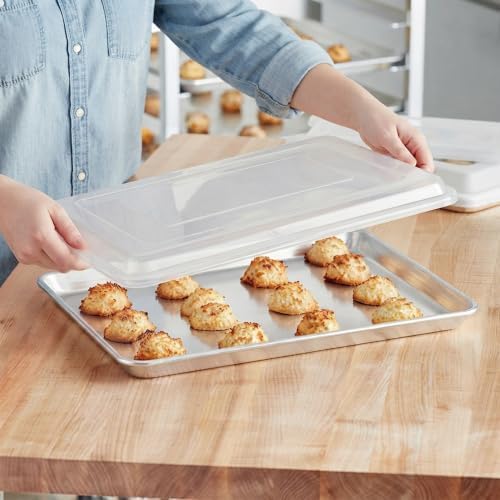 Pack of 2,Half Size Sheet Pan with Cover Set, 13 x 18 Inch Aluminum