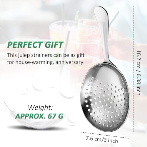 Boao 4 Pack Julep Strainers Stainless Steel Strainer Cocktail Spoon