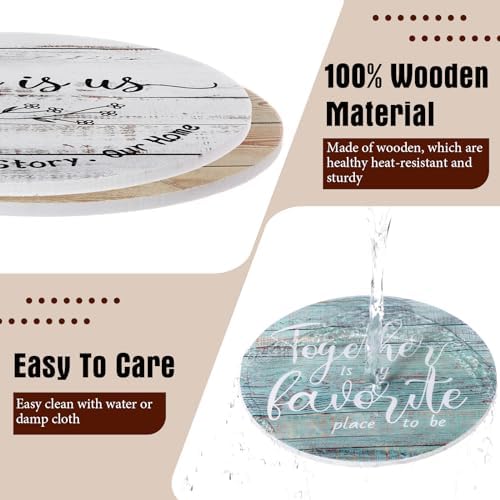 7" Trivets Set of 6 Mat for Hot Dishes with Holder, Farmhouse