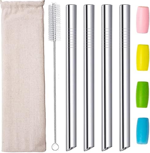 Boba Straws, Reusable Straw Metal Smoothies Jumbo Bubble Tea Tapioca