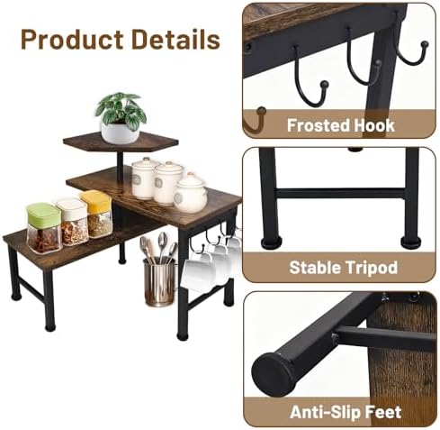 3-Tier Countertop Organizer Shelf, Brown