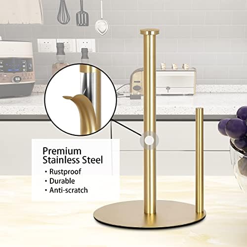 OBODING Gold Countertop Paper Towel Holder, Stainless Steel
