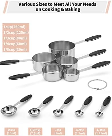 JOYHILL Measuring Cups and Spoons Set 304 Stainless Steel 10-Piece