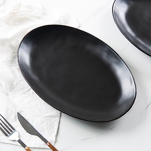 Ceramic Serving Platters, 12" Black Serving Tray, Serving Plates, Set