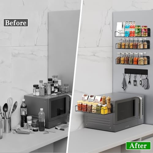 5 Pack Black Magnetic Shelves for Washing Machine and Fridge
