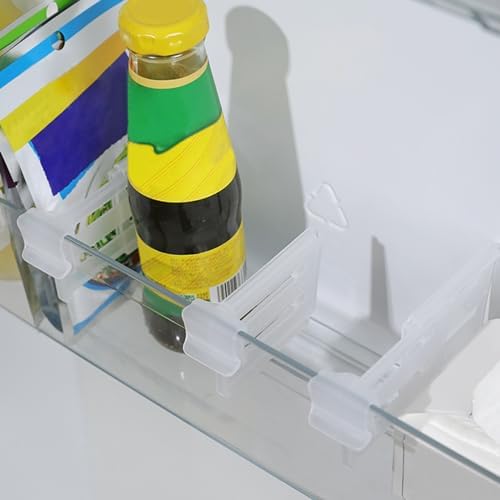 ASTIMESA 8 Pcs Adjustable Clear Fridge Divider Set, Retractable Fridge