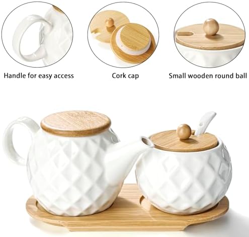 Ceramic Creamer & Sugar Sets,12oz Cream Pitcher, 7.5oz Sugar Bowl with
