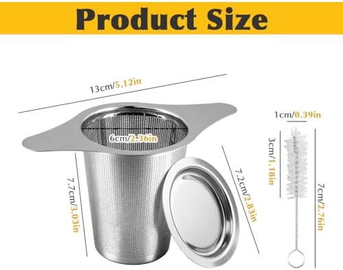 2 Pack 304 Stainless Steel Tea Infuser with Lid, Extra Fine Mesh Loose