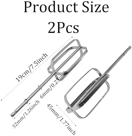 2Pcs Hand Mixer Beaters Attachments, Flat Stainless Steel Strip Beater