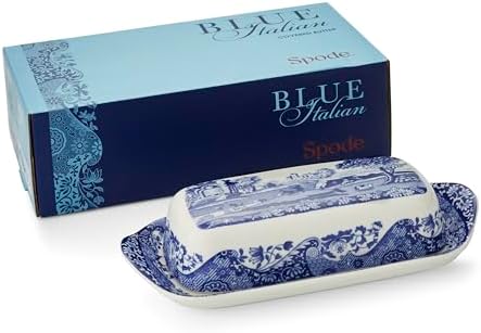 Spode Blue Italian Butter Dish, Fine Porcelain Covered Butter Holder