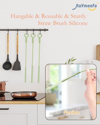 Straw Cleaner Brush-Silicone,2Pcs,Large & Small Head,Avocado Green