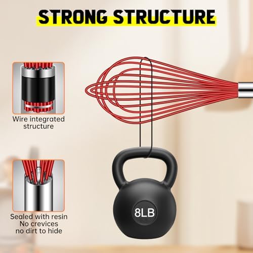 HOTEC 4 Pieces Silicone Whisks Set, Wire Balloon Whisks for cooking