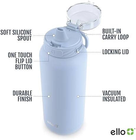 Ello Cooper 22oz Insulated Stainless Steel Water Bottle with Straw