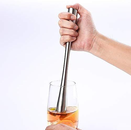 JXS 10" 255MM Stainless Steel Sturdy Cocktail Muddler, Professional