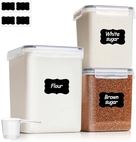 ComSaf 3 Pack Airtight Flour and Sugar Containers