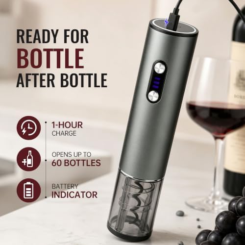 Rechargeable Electric Wine Opener Gift Set with Aerator, 6-Piece