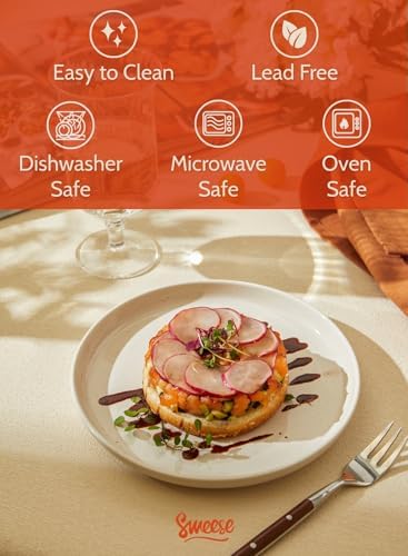 Sweese Porcelain Dessert Plates 7.4 Inch Set of 6 - Dove Gray Salad