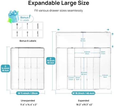 Vtopmart Expandable Silverware Organizer, 6-9 Slots